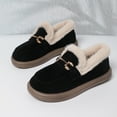 thumbnail image 5 of Cadancy Suede Loafers Women Fuzzy Plush Lining Slip On Warm Winter Ankle Booties Indoor Outdoor Cozy Casual Flat Shoes Snow Fleece Trendy Short Boots, 5 of 9