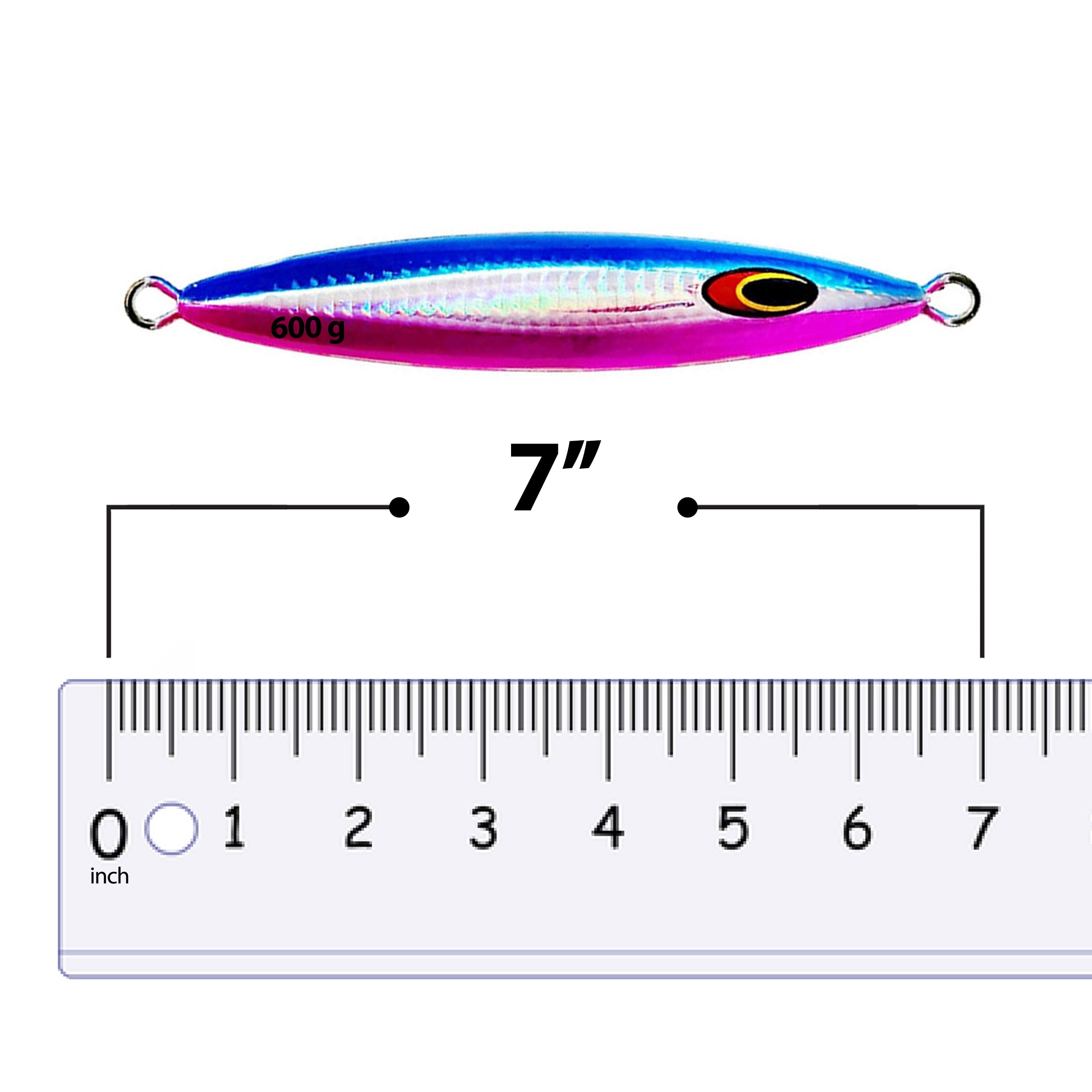 7" Tuna Jig 600g,3 Pcs Blue Pink Zebra Glow Saltwater Fishing Lures, Fishing Gear & Tackle, Tuna Fishing Jig