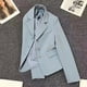 thumbnail image 4 of Blazer azul de una sola botonadura para mujer, chaqueta de traje de manga larga de moda coreana para mujer 2023, blazer holgado y elegante para mujer, 4 of 6