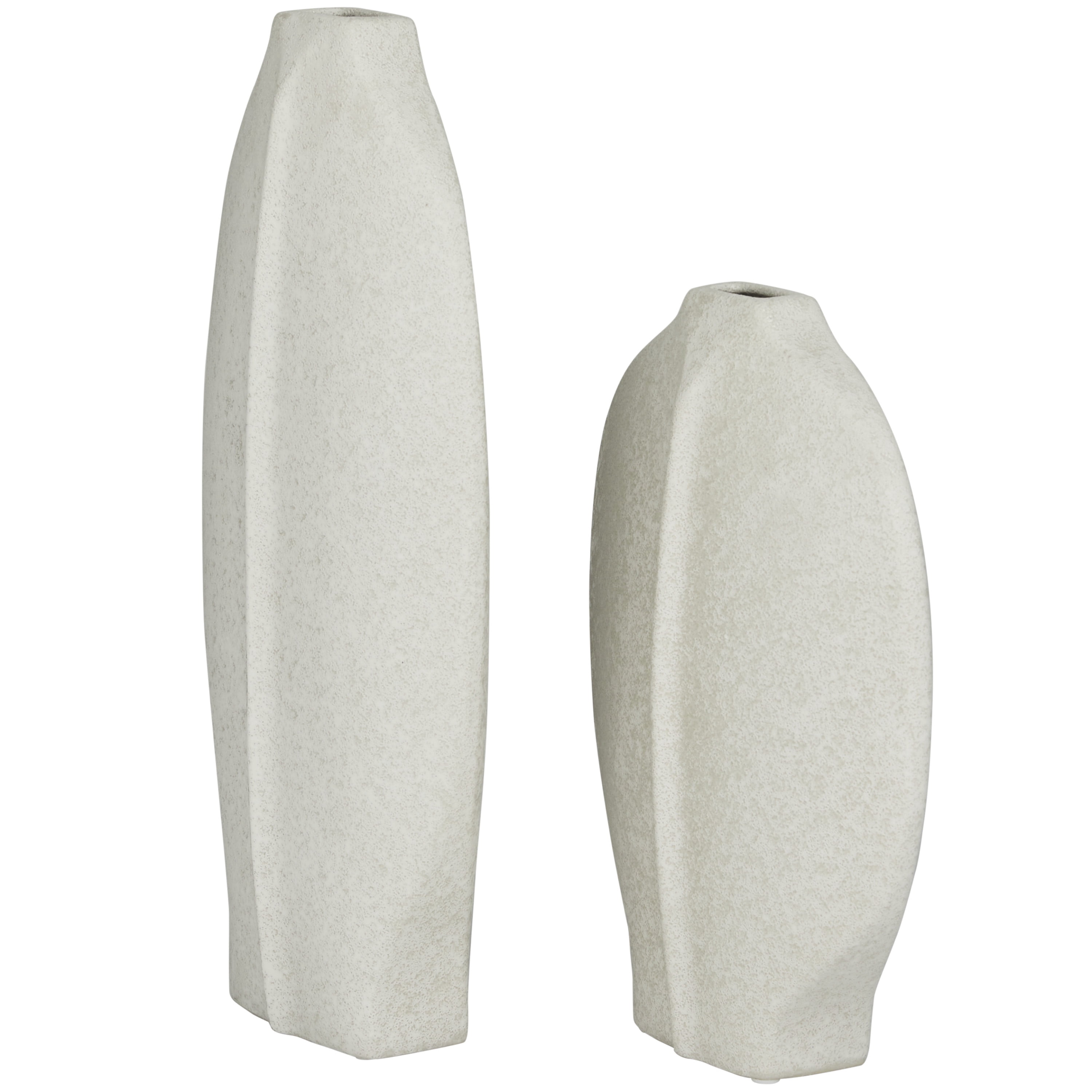 CosmoLiving by Cosmopolitan 13", 18"H Ceramic Modern Vase, White, 2-Piece