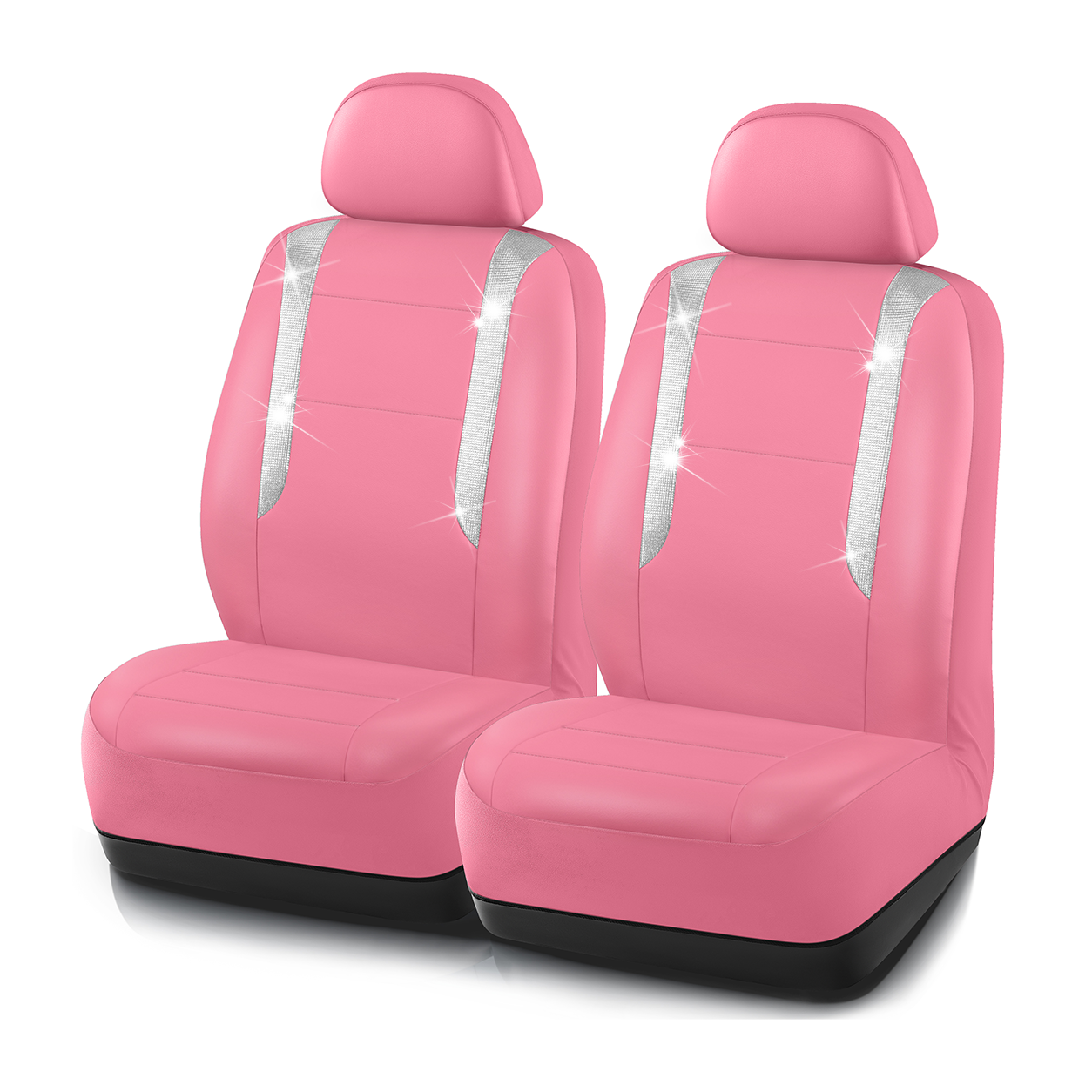 PIC AUTO Sparkly Pink Leather Car Seat Covers for Women