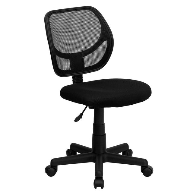 Chaise de travail pivotante en maille noire avec dossier à mi-hauteur carré courbé