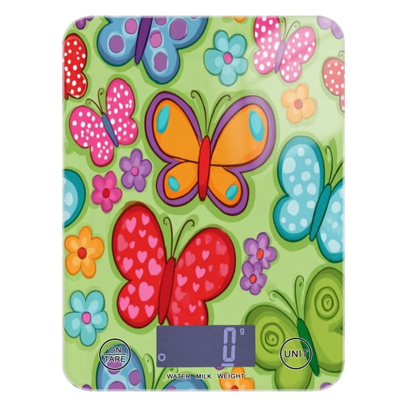 Kitchen Scale Digital Food Scale 5000g Max Capacity Battery Operated (Batteries Not Included) Butterflies and Flowers