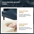 thumbnail image 2 of Faux Leather Upholstered Tufted Armchair Lounge Accent Chair Single Sofa with Wooden Turned Legs Living Room Turquoise, 2 of 6