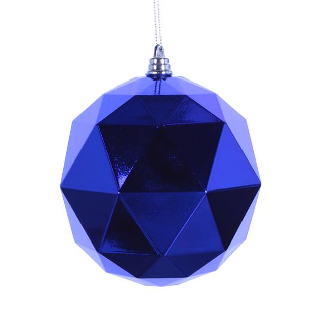 8 in. Blue Shiny Geometric Christmas Ornament Ball