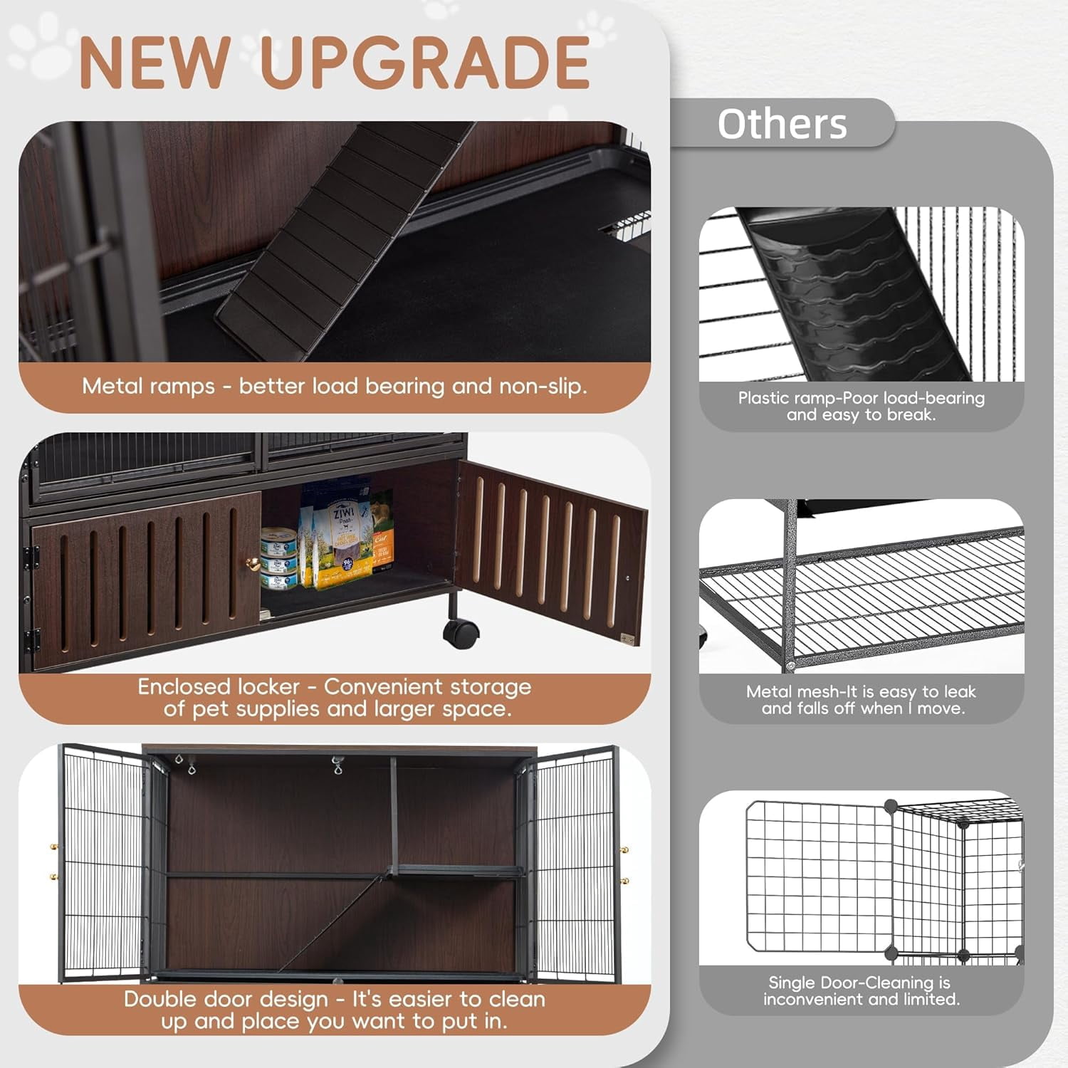 Juiluna 60" Large Metal Ferret Cage, 3-Level Chinchilla Cagewith Wheels, Multi-Level Small Animal Habitat for Chinchilla/Guinea Pig/Rats, Lockable Doors, Ramps, Hammock & Storage Cabinet (Black)