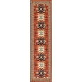 thumbnail image 1 of Unique Loom Taftan Collection Geometric Tribal Runner Rug, 2 7 Inch x 10 Feet, Terracotta/Ivory, 1 of 5