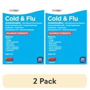 (2 pack) Equate Maximum Strength Daytime & Nighttime Cold and Flu Relief Caplets, 20 Count
