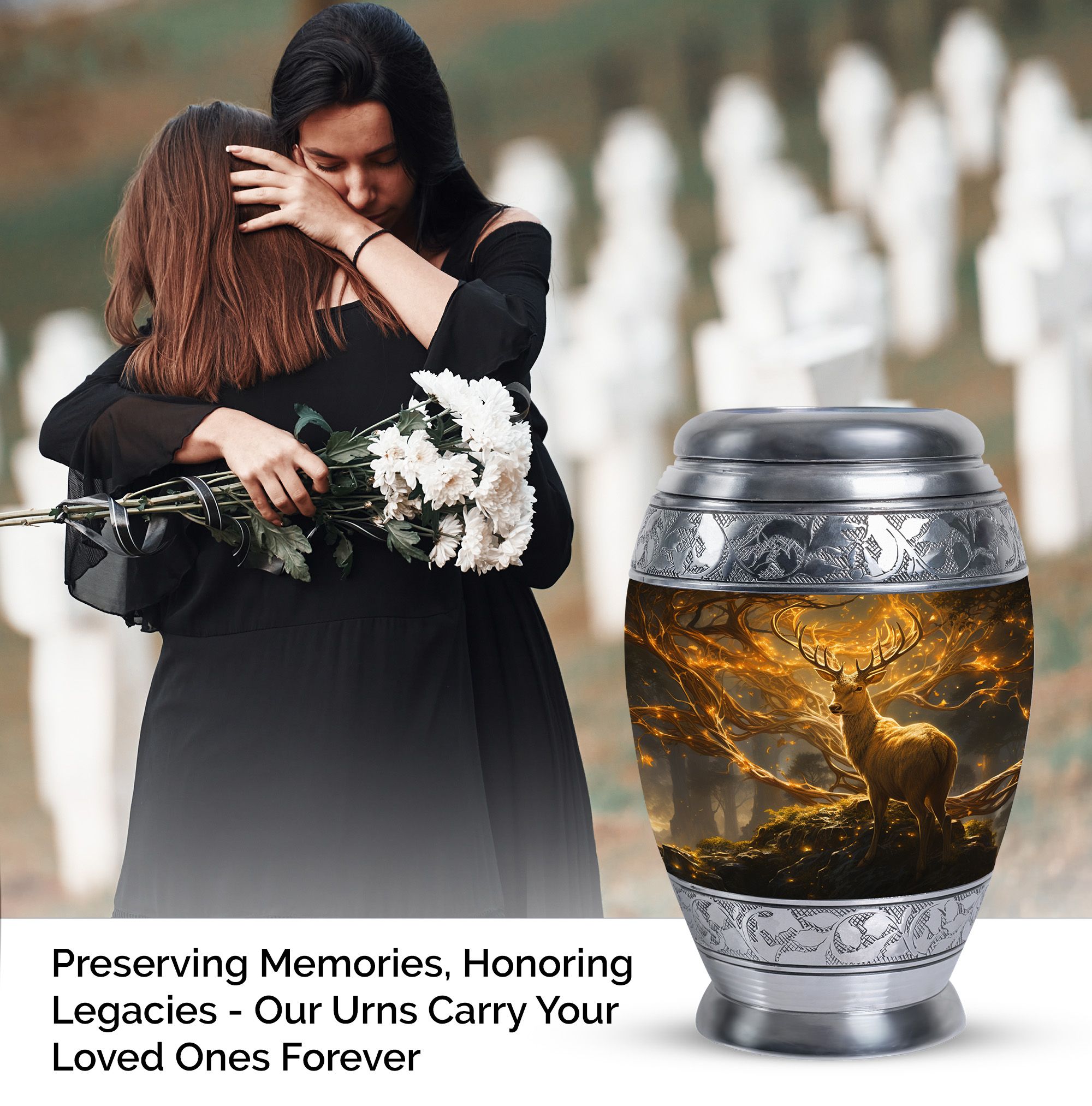 Funeral Handcrafted Brown Forest Urns For Human Ashes Men And Women - Large Memorial Urn For Human Ashes Adult Mom And Dad - Cremation Gift For Decorative - 10Inch And 200Lbs Include Velvet Bag