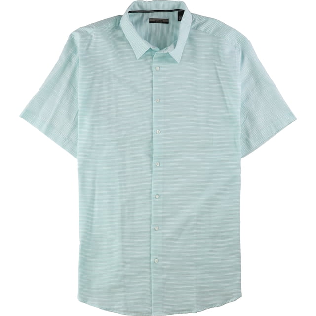 Alfani - Camisa con botones a rayas para hombre, ajuste delgado, azul, grande 4X