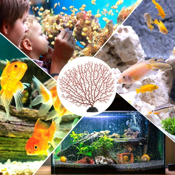 LULULION 2Pack Fish Tank Bubble Ornaments Realistic Aquarium Plants Resin Red Vivid Colors