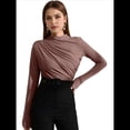 thumbnail image 2 of Camiseta Interior de Larga para Mujer, Otoño e Invierno, Nueva, con Cuello Redondo Cepillado Marrón L, 2 of 10