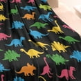 thumbnail image 3 of Black Colorful Dinosaurs Silhouette Pattern Blanket,Comfortable Soft Flannel Throw Blanket,All Season,Warm Lightweight Blankets for Sofa Bed Couch Living Room Chair,30"x40", 3 of 4