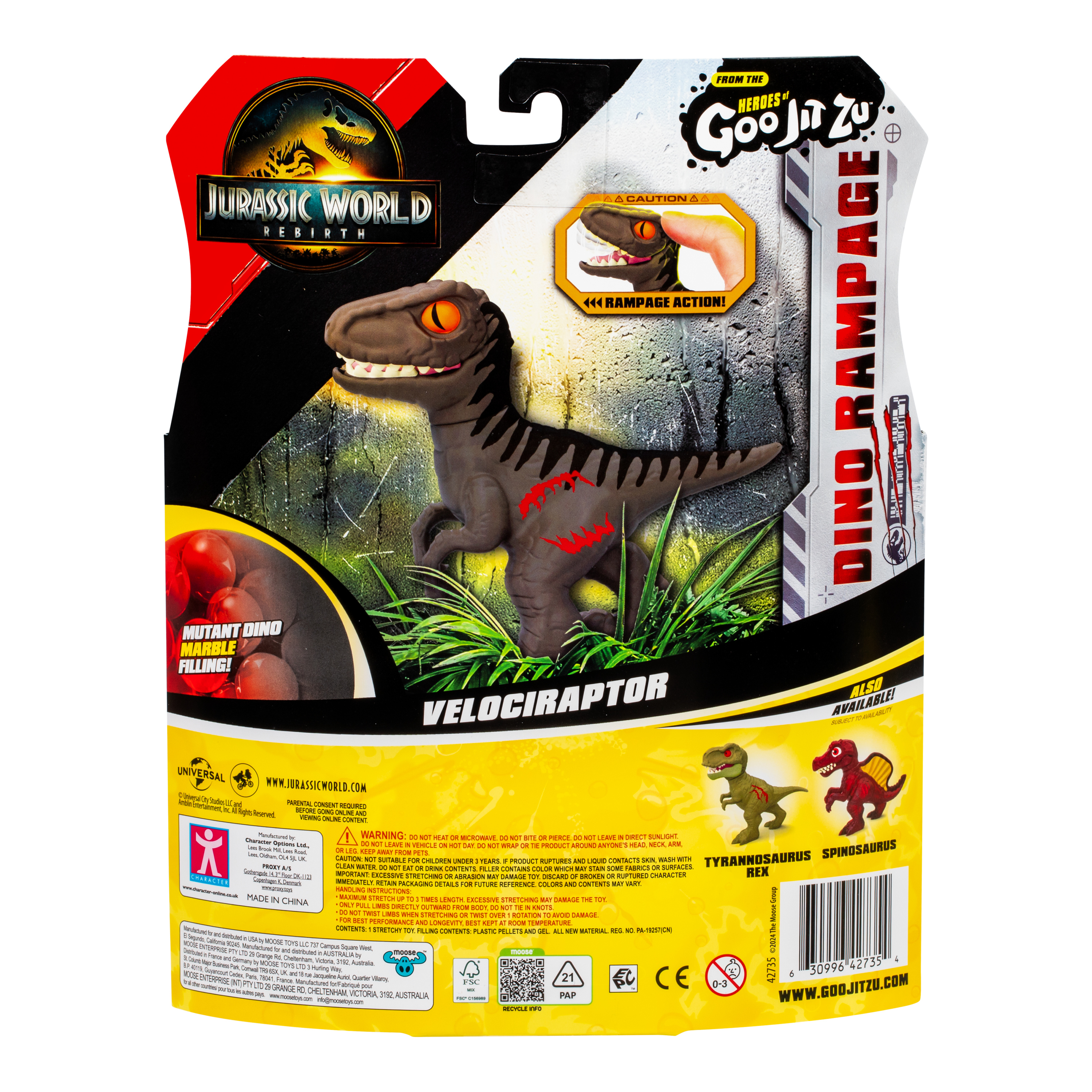Jurassic World Rebirth Dino Rampage Heroes of Goo Jit Zu Velociraptor with "Rampage Action" Chomping Jaws, Ages 4+