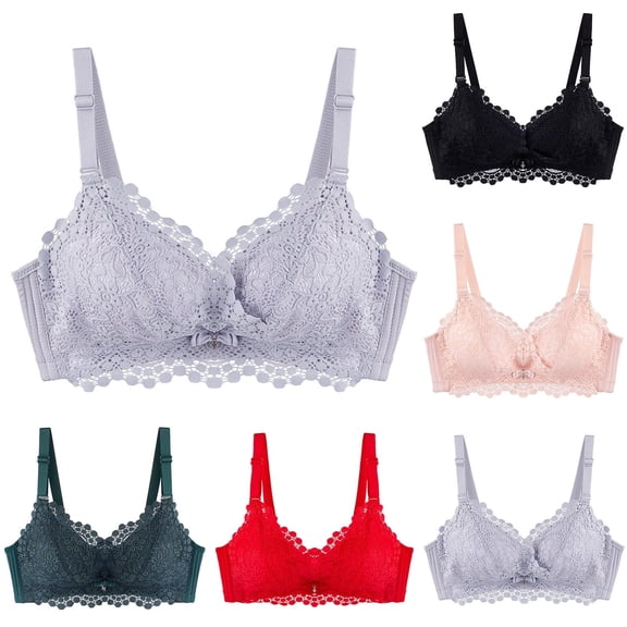 Hrsba Womens Plus Size Bra,Women's Breathable Lace Thickening Bras,Womens Casual Summer Bra,Womens Bra