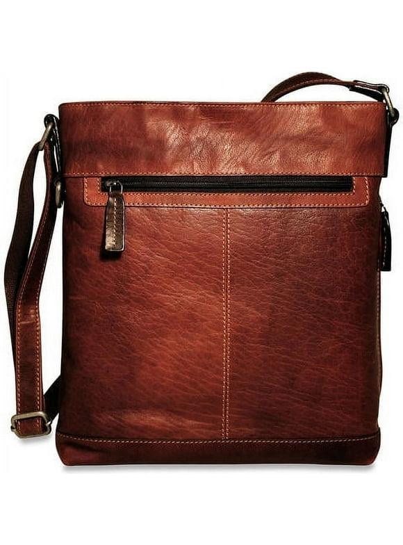 Jack Georges Voyager Hand-Stained Buffalo Leather Crossbody Bag #7312 (Brown)