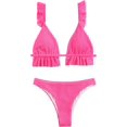 thumbnail image 1 of Traje de baño con volantes para mujer, cintura alta, triángulo, bikini Rosa encendido G Rosa encendido G Xishao ropa, 1 of 2