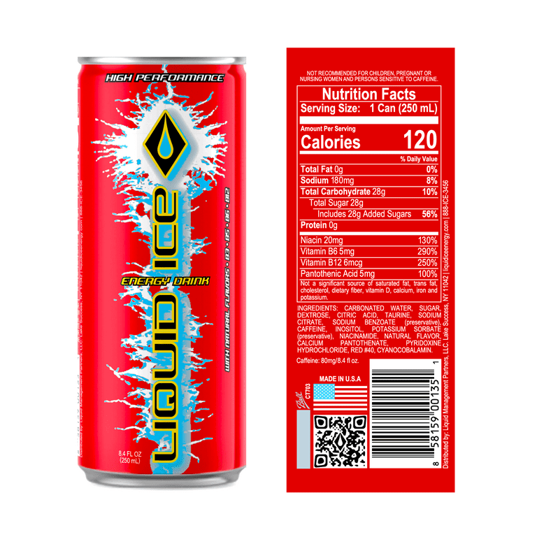 Free Shipping! Liquid Ice Energy Drink Cherry Licious 8.4oz Cans