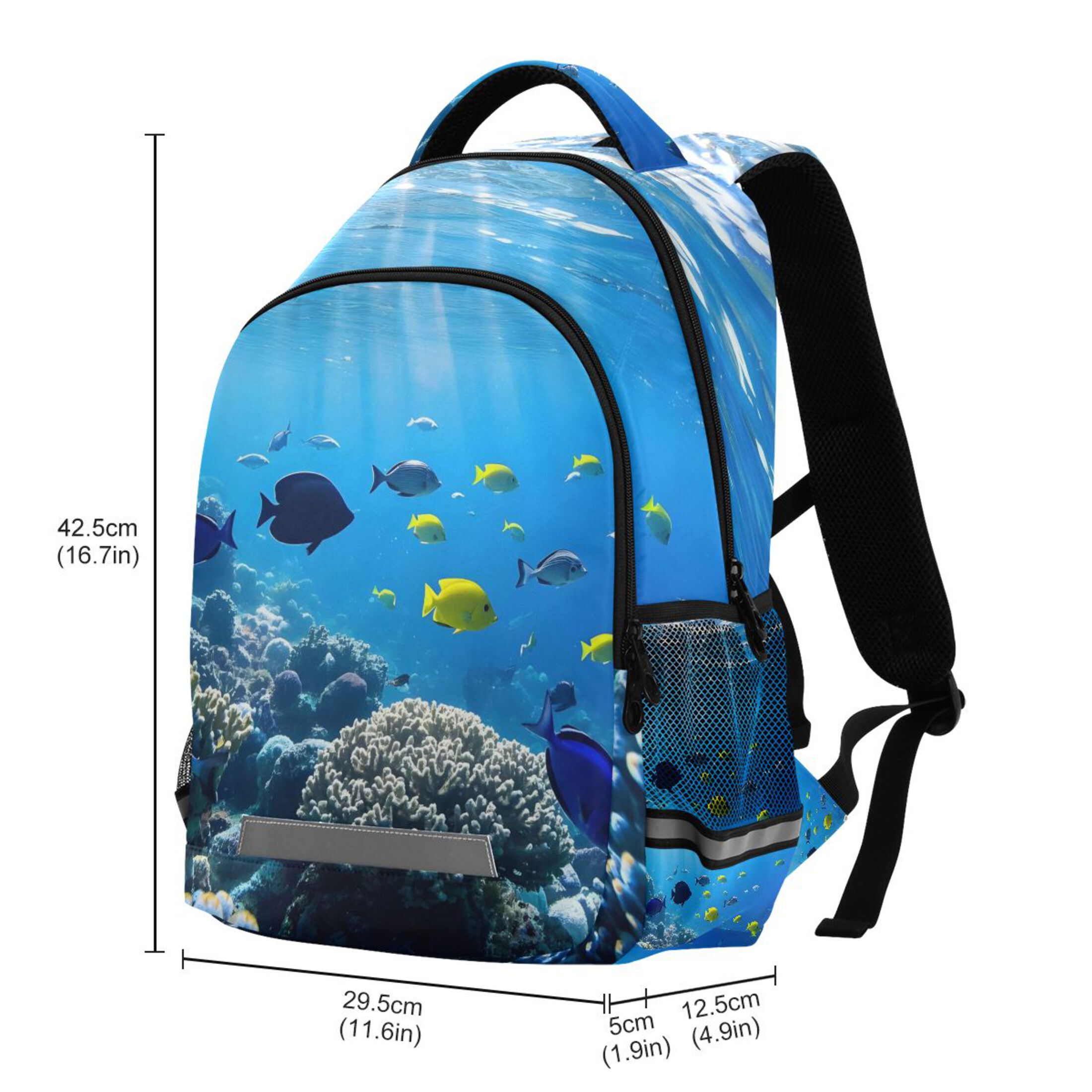 Mochila infantil de océano y peces, bolso escolar de primaria, mochila de viaje 3