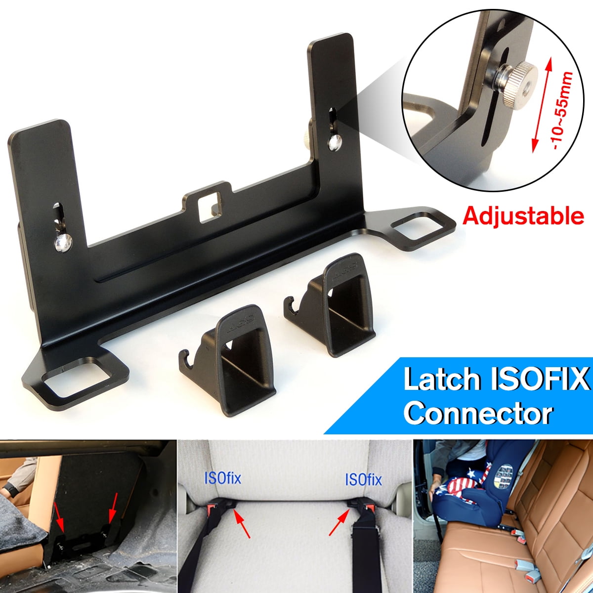 Adjustable Steel Car Child Safety Seat Belt ISOFIX Latch Bracket Mount
