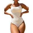 thumbnail image 5 of Kmbangi Women's Summer Swimsuit Spaghetti Strap Solid Color Textured One Piece Bathing Suit, 5 of 5