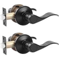 thumbnail image 1 of Passage Door Lever [NonLocking Lever Set] NonLocking Door Handle Set for Hallway or Closets Keyless Satin Nickel Finish Wave Door Lock Reversible Right & Left Side Hande, 1 of 7