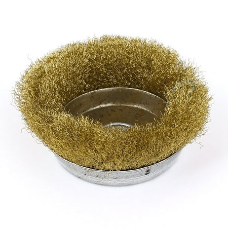 - 9cm Dia Brass Crimped Wire Cup Wheel Rust Removal Cleaning Brush
