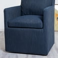 thumbnail image 5 of 25" Wide Upholstered Dining Chairs with Casters Modern Performance Fabric Down Cushion Rolling Dining Armchair for Kitchen Dining Room Living Room (Indigo), 5 of 10