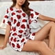 thumbnail image 4 of Balery Ladybug And Heart Conjunto de Pijama para Mujer con Estampado, Dos Piezas de Manga Corta y Shorts, Ropa de Dormir Suave con Cuello Redondo y Bolsillos-Small, 4 of 6