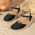 thumbnail image 2 of Espadrilles for Women Woven Closed Toe Wedge Sandals Vintage Footbed Ankle Strap Slingback Heels Breathable Summer Dress Shoes Black Size 9, 2 of 6