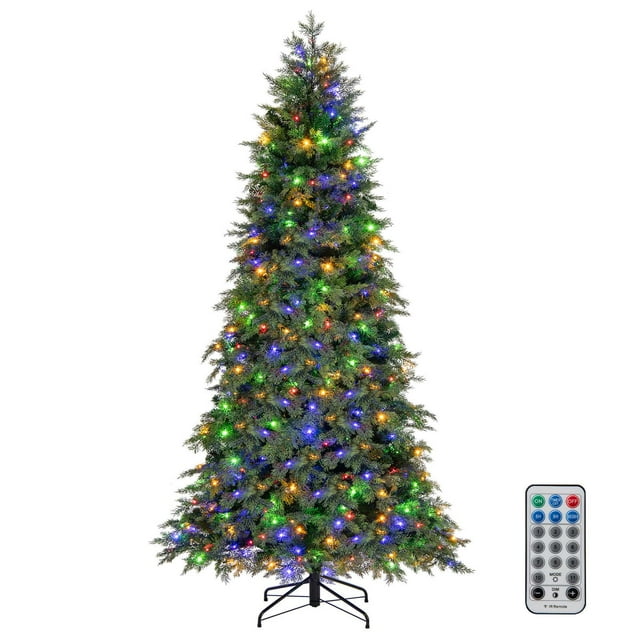 Costway 7.5 FT Artificial Xmas Tree with 1019 PE PVC Branch Tips & Folding Metal Stand
