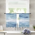 thumbnail image 3 of Vintage Blue Semi Sheer Curtains 54 Inch Length 2 Panels Set, Retro Blue Ombre Modern Abstract Art Sheer Kitchen Curtain Privacy Voile Window Curtain for Living Room Bedroom Rod Pocket Drapes, 3 of 7