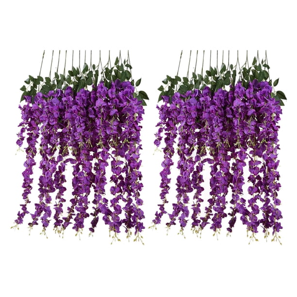 Seda Artificial Glicinas de Seda de Ratta de Vid Decoracion de Boda Colgante de Flores, 12 Piezas, ()