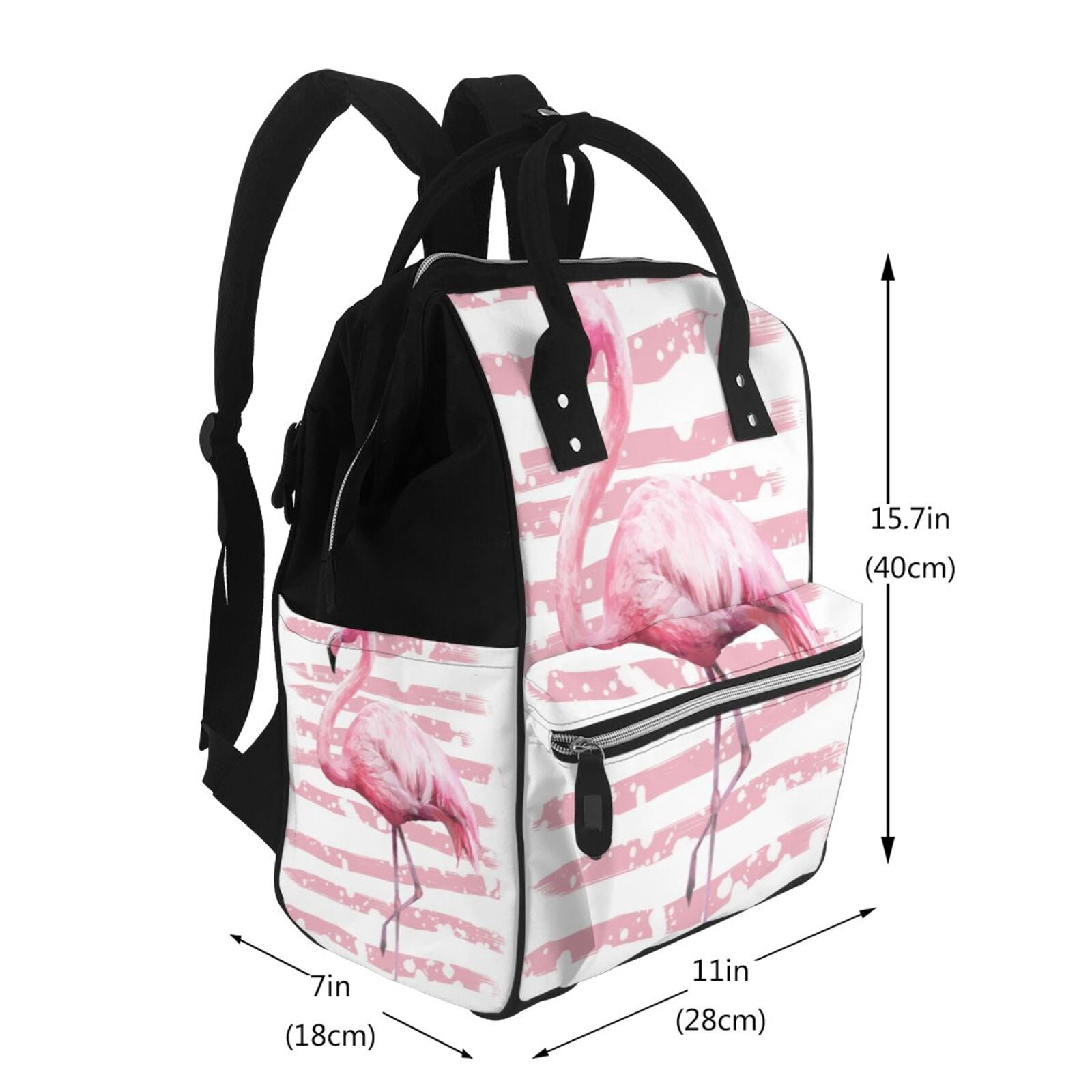 Ratiio Flamingo Mummy Backpack - Waterproof Twill Canvas, Large Capacity Diaper Bag with Multiple Pockets and Adjustable Straps