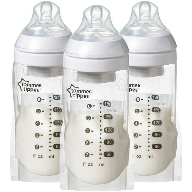 Tommee Tippee Pump and Go Breast Milk Pouch Bottle, 3pk