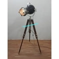 thumbnail image 2 of Collectible Designer Powder Coat Spot Light With Heavy Brown Wooden Tripod Stand, 2 of 4