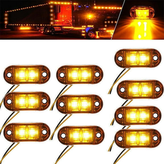 10Pcs Amber Oval LED Side Clearance Marker Lights 2.5" For Car Truck Trailer RV