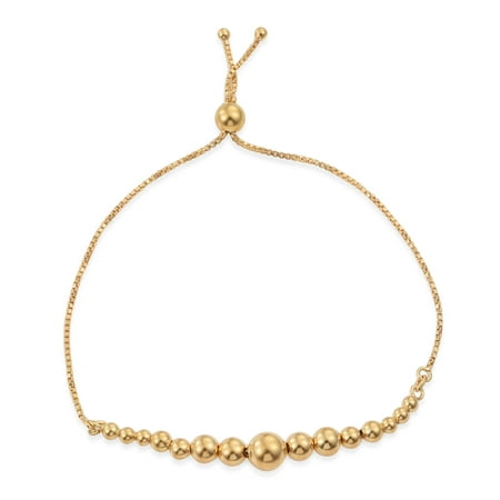 Seiko Gold Plated Bracelet - 14K Yellow Gold Plated Silver Bolo Bracelet for Women Size Adjustable