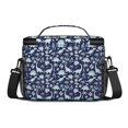 thumbnail image 3 of Dinosaur and Foliage Navy Blue Pattern Insulated Lunch Box for Women Men, Medium Leakproof Cooler Bag with Adjustable Strap, 10"x6.7"x8", 3 of 6