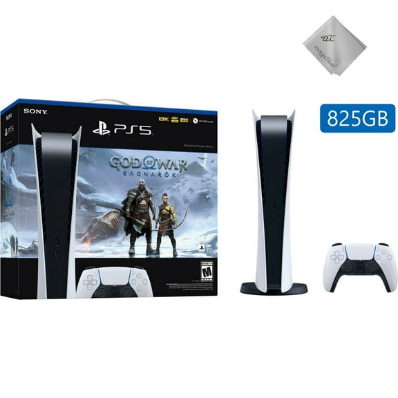 2025 New TEC PlayStation_5 Digital Edition (PS_5) – God of War Ragnarök Bundle – Includes Full Game, Ultra-High Speed SSD, 3D Audio & Adaptive Triggers