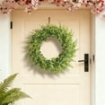 thumbnail image 6 of 18" Christmas Eucalyptus Wreath Artificial Green Leaves Wreath Festival Hanging Decoration for Front Door Window All Seasons Wreath Year Round Decor Home Decor, 6 of 9