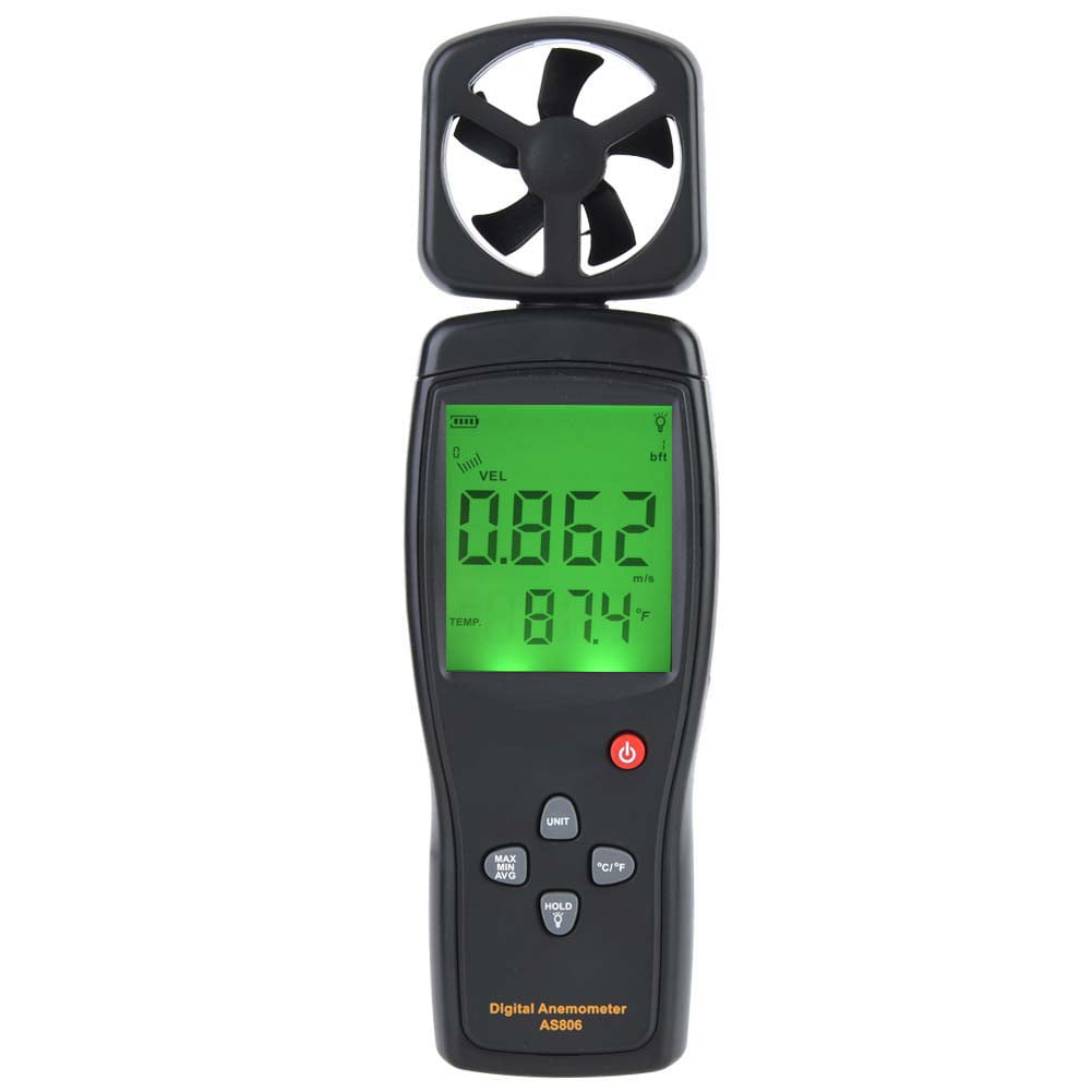 Wind 3-in-1 Velocity Air Volume Measuring Meter Digital Thermometer Anemometer Multi-Function Mini Tester Air Flow Speed for Travelling for Hiking 