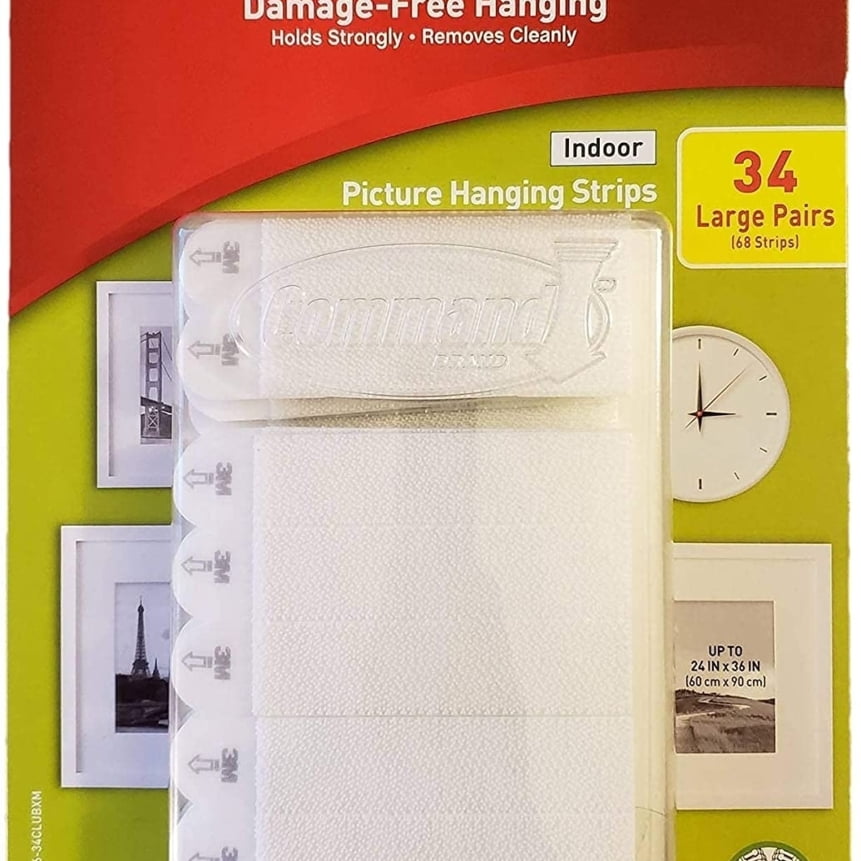 Command Indoor Picture Hanging Strips 34 Large Pairs, 68 Total Strips