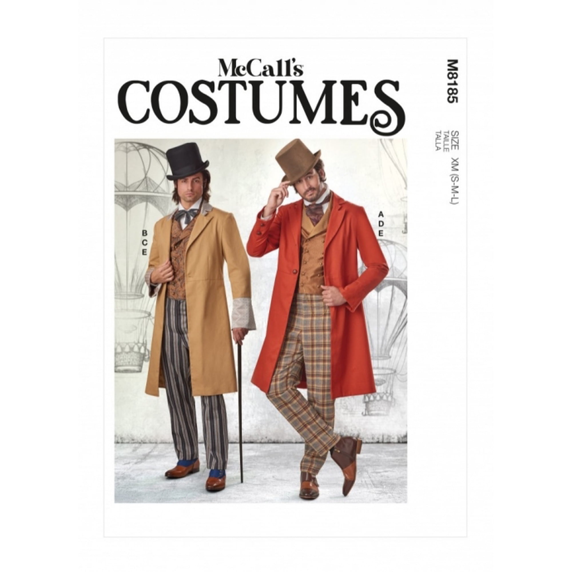 McCall s Men s Costume Victorian Gentleman Sewing Pattern Kit M8185 Sizes Small Medium Large Multicolor