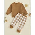 thumbnail image 6 of Baby Toddler Boy Fall Outfits 0 6 12 18 24 Months 2T 3T Long Sleeve Crew Neck Embroidery Sweatshirt + Plaid Pants Set Spring Clothes, 6 of 9
