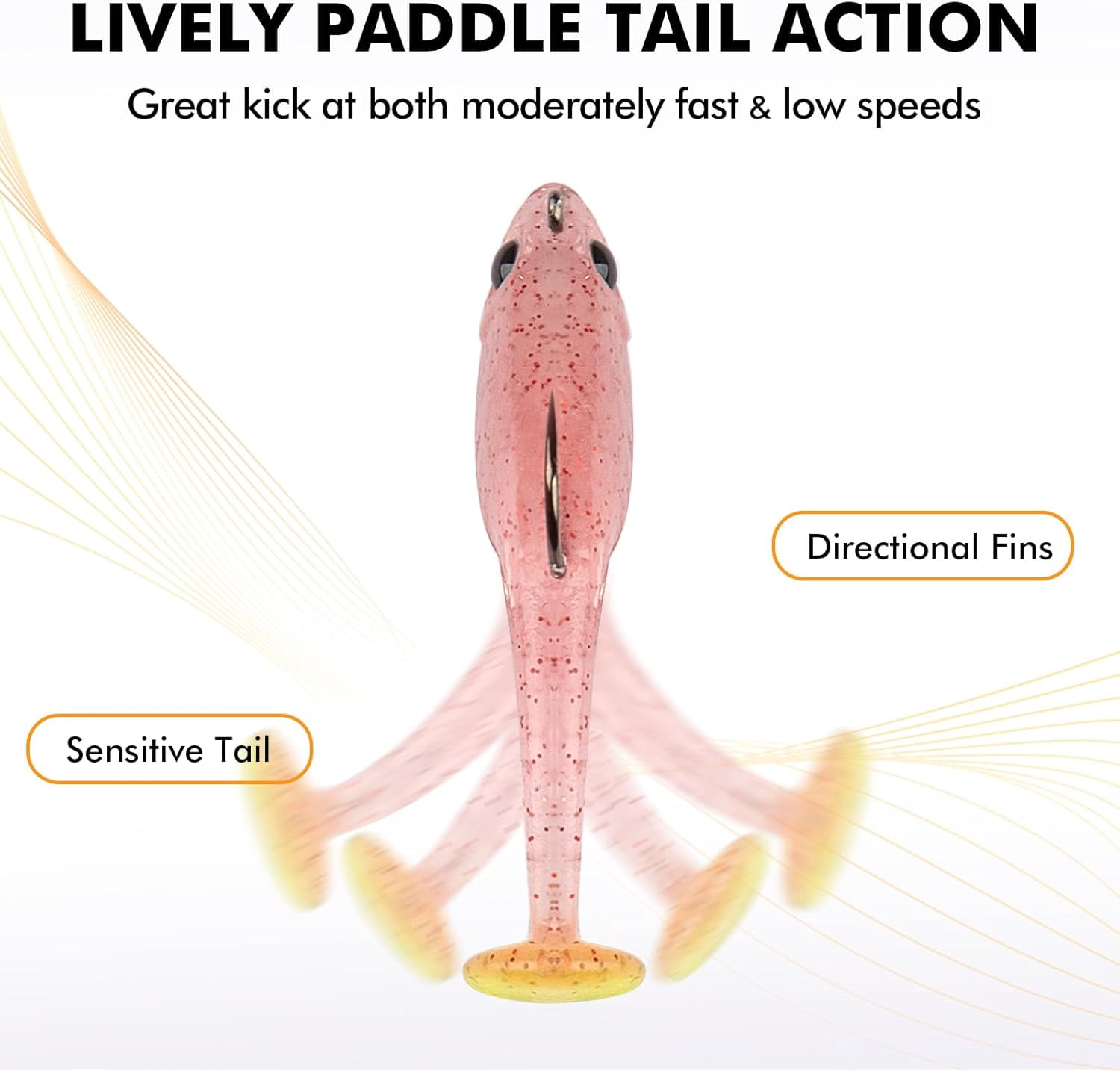 TRUSCEND Easy Catch Shadtale with BKK Branded Hook, Unique Vibrating Swim and Trembly Jigging Action for More Bites, Durable TPE Soft Fishing Lures for Bass Crappie Trout Walleye, Keep Separately