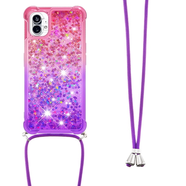 Funda para Nothing Phone 1 Brillantina Líquida Divertida Reluciente y con Cristales en Movimiento Cuerpo Cruzado con Cordón Ajustable
