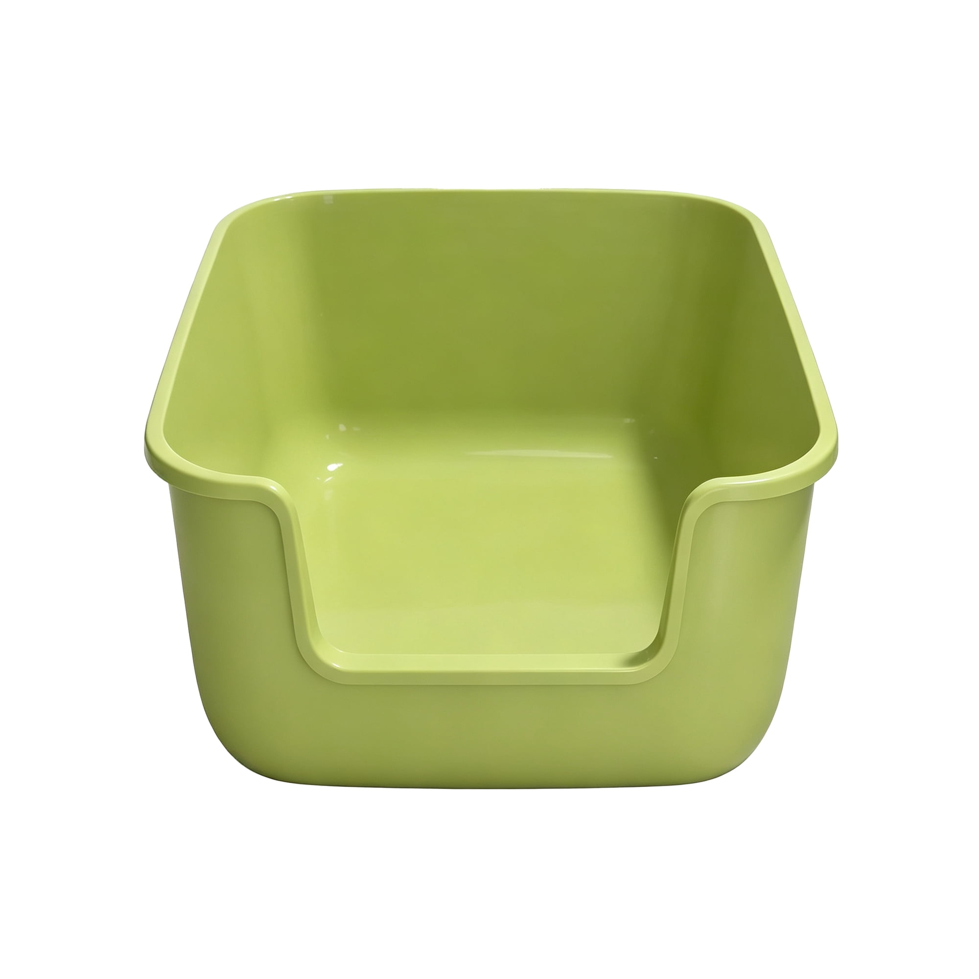 Suhaco Low Entry Open Top Cat Litter Pan, High Sided Anti-Splash Kitty Litter Box, Easy Clean Plastic Cat Toilet for Kitten & Senior Cats, Green