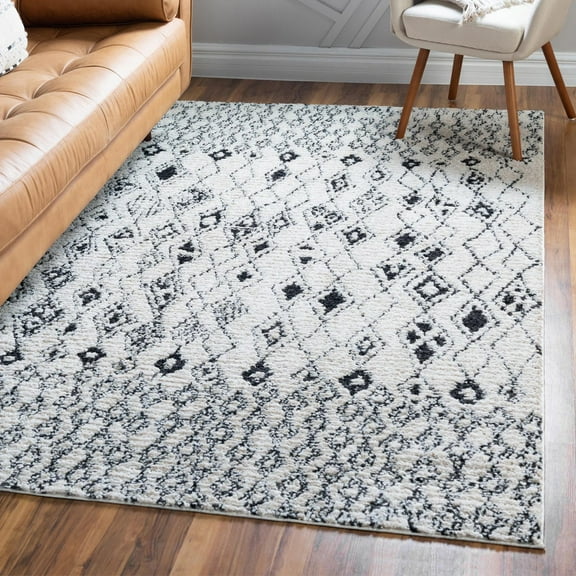 Unique Loom Morocco Collection Area Rug - Medina (2' 2" x 3' Rectangle Ivory/Black)