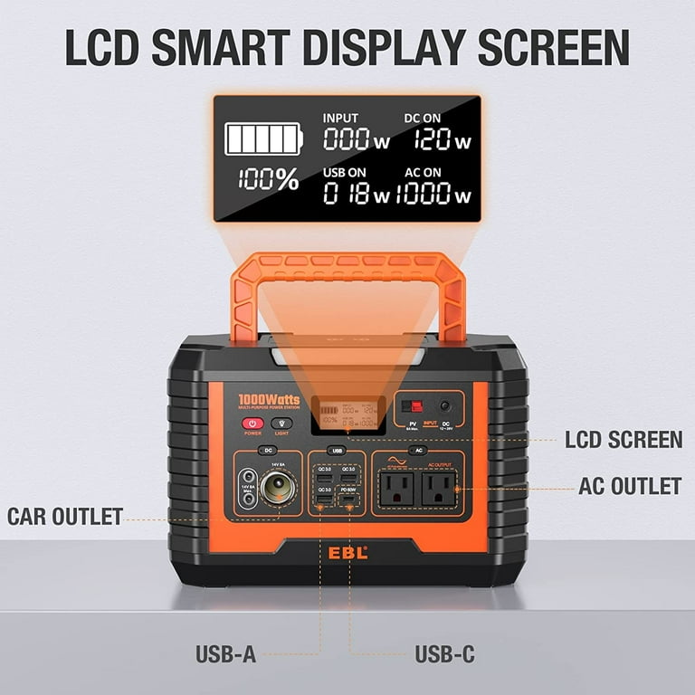 EBL 1000W Power Station, Solar Generator, 270000mAh Battery EBL 1000W Power Station, Solar Generator, 270000mAh Battery
